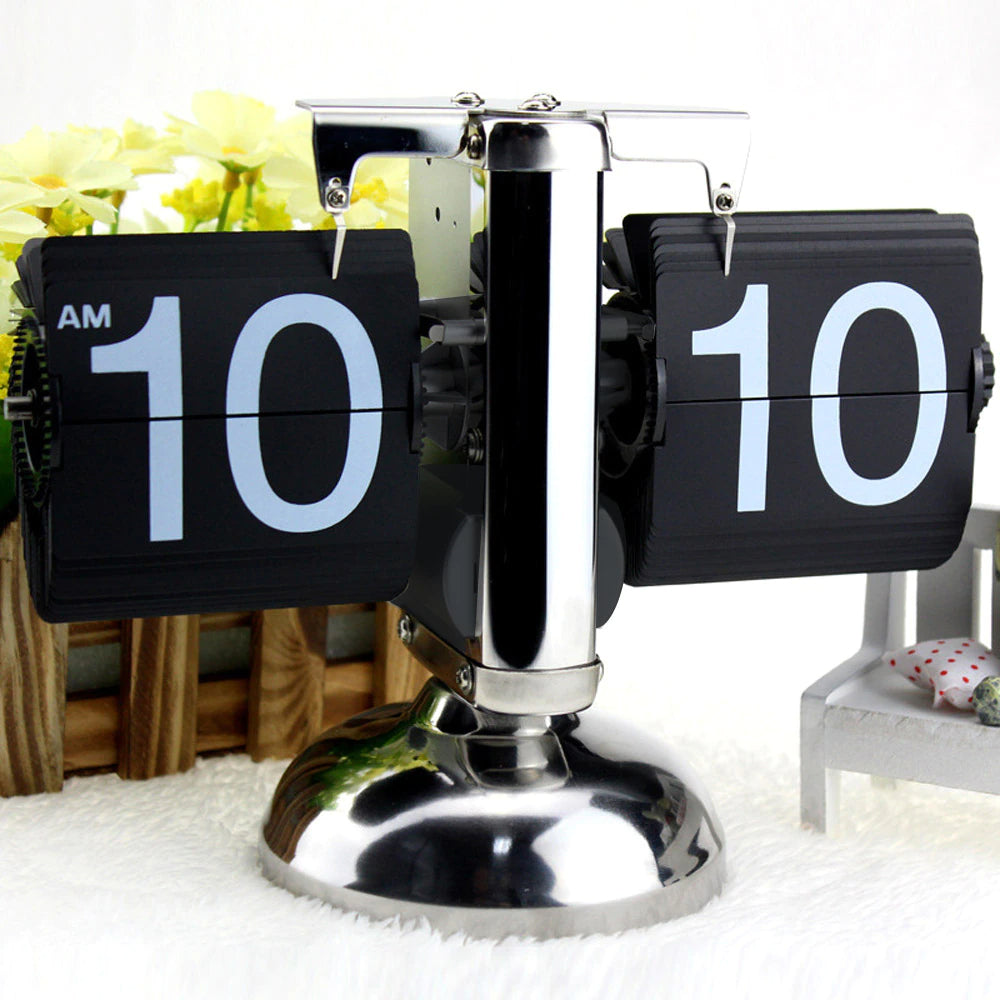WoneNice Retro Digital Flip Down Clock - Internal Gear Operated