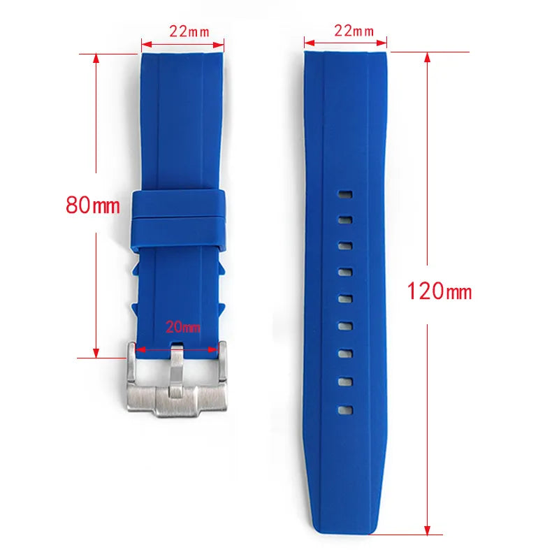 Rubber Watch Strap 22mm Curved End For Seiko SKX007