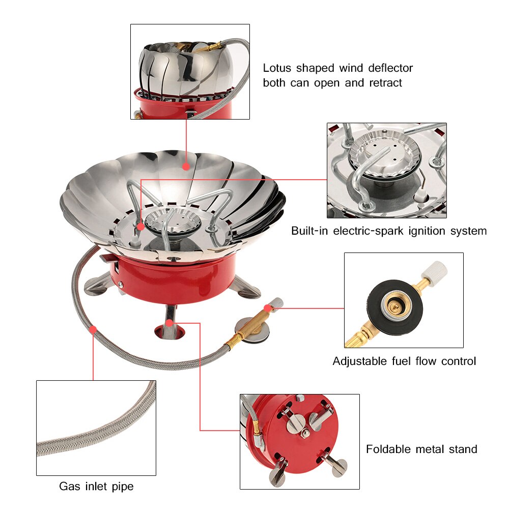Outdoor Windproof Retractable Mini Gas Stove For Camping