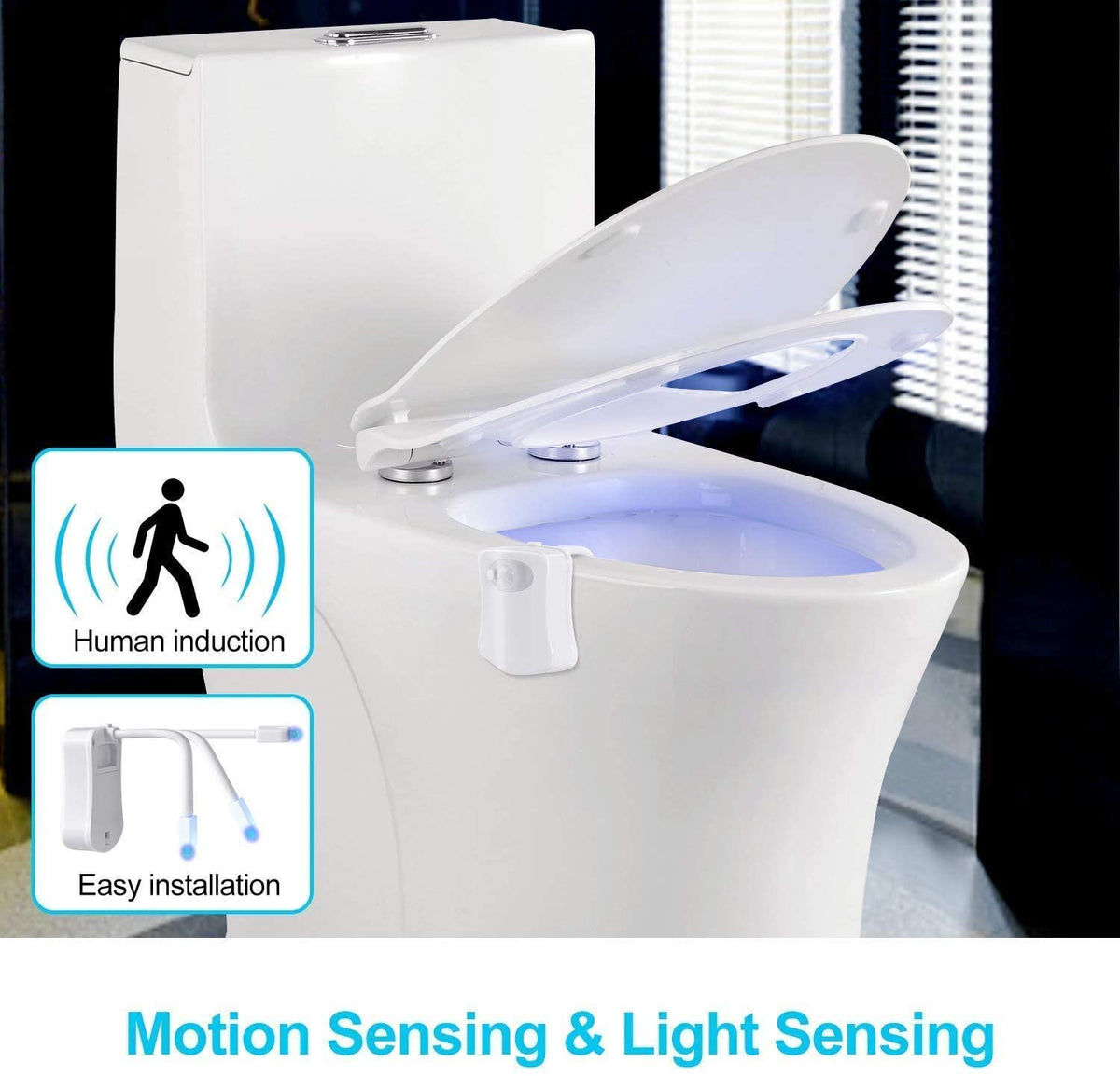 Smart PIR Motion Sensor Toilet Seat Night Light 8 Colors Waterproof Backlight