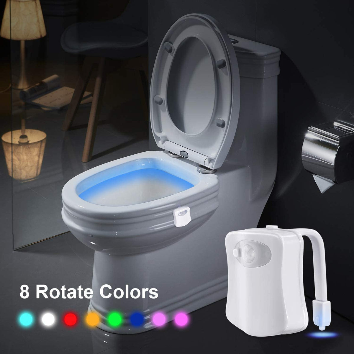 Smart PIR Motion Sensor Toilet Seat Night Light 8 Colors Waterproof Backlight
