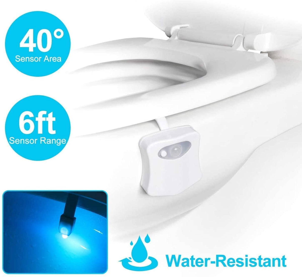 Smart PIR Motion Sensor Toilet Seat Night Light 8 Colors Waterproof Backlight