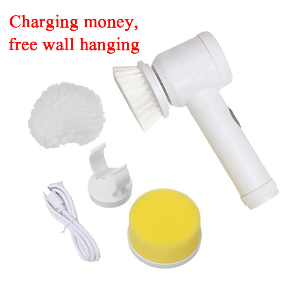 Electric Cleaning Brush Bathroom Wash Brush Kitchen Cleaning Tool USB 5-in-1 Handheld Bathtub Brush Electric Brush Cleaner Sink