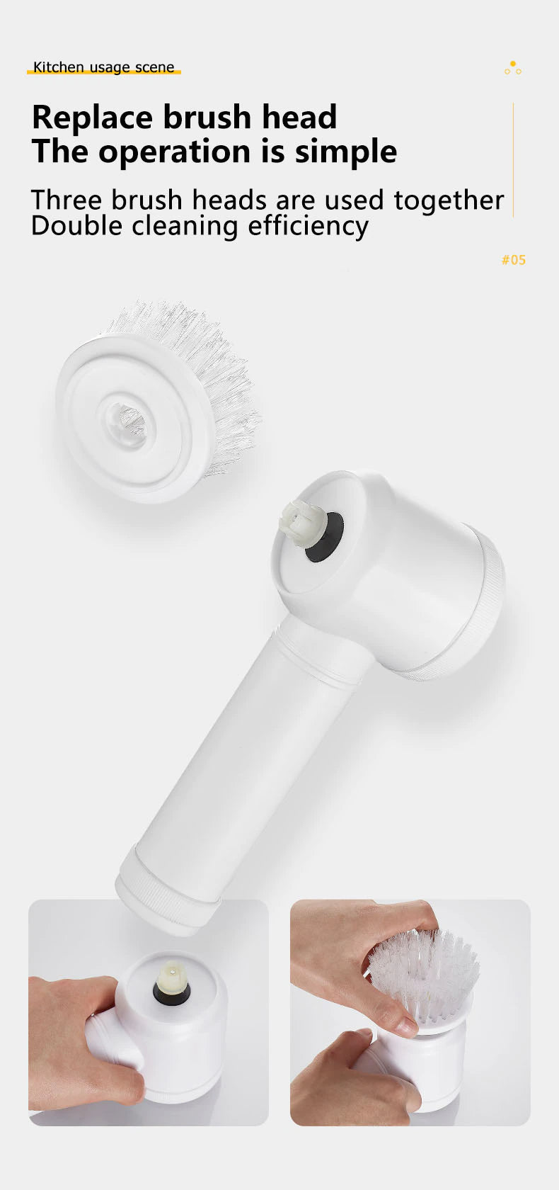 Electric Cleaning Brush Bathroom Wash Brush Kitchen Cleaning Tool USB 5-in-1 Handheld Bathtub Brush Electric Brush Cleaner Sink
